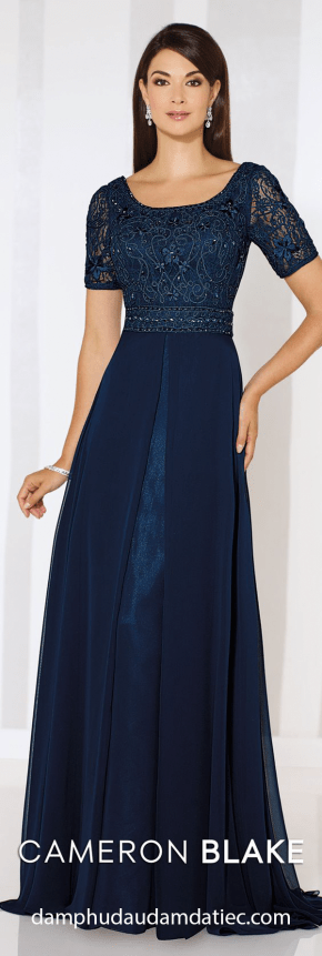 dam da tiec dang dai cho me co dau mau xanh navy