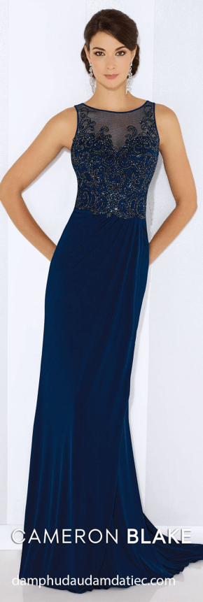 dam da tiec dang dai cho me co dau mau xanh navy