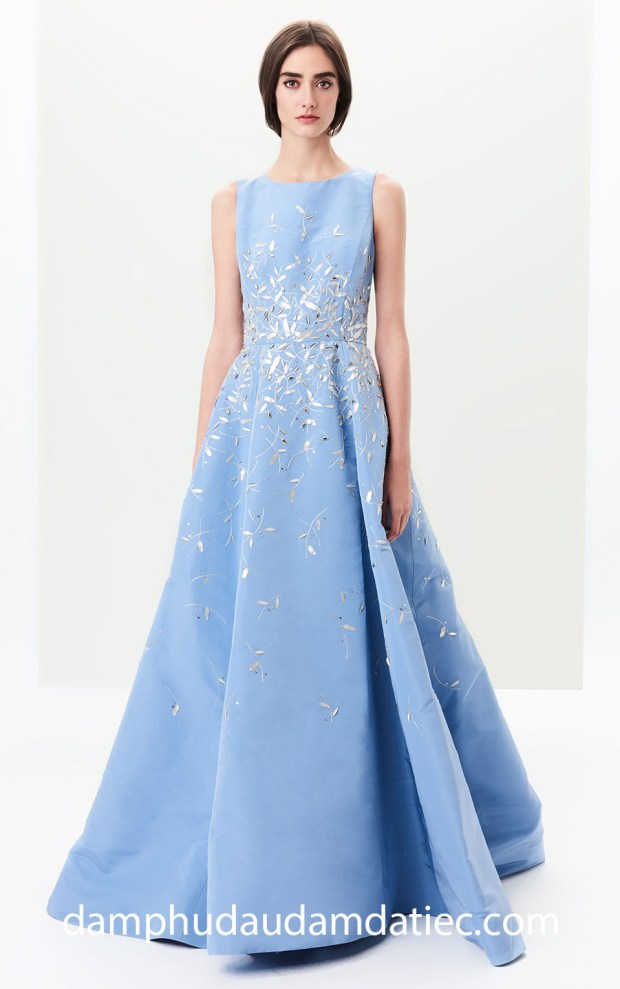 ao cuoi meera meera bridal dam da tiec Oscar RUFFLED EMBROIDERED SILK-FAILLE GOWN 13290 may ao cuoi tp hcm