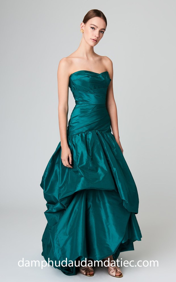 dam da hoi Oscar DRAPED SILK-TAFFETA GOWN 5990 ao cuoi meera meera fashion concept