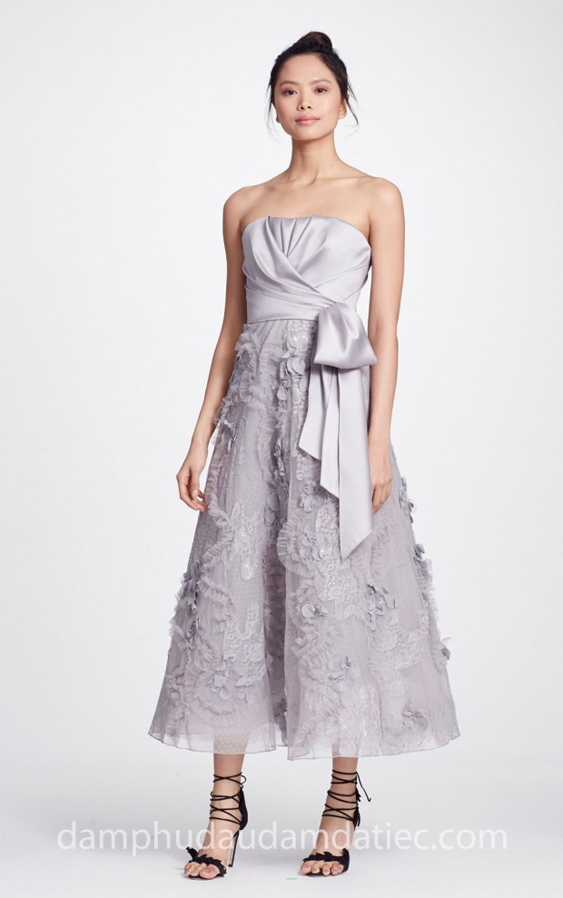 dam da tiec cup nguc tea length Marchesa Notte Fall 2018 dia chi may dam da tiec dep sai gon xuong may ao cuoi cao cap meera meera fashion concept