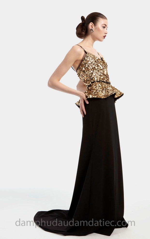 DAM DA TIEC PEPLUM ELIZABETH KENNEDY F17_LOOK6 DIAQ CHI MAY DAM DA TIEC DEP SAI GON AO CUOI CAO CAP MEERA MEERA FASHION CONCEPT