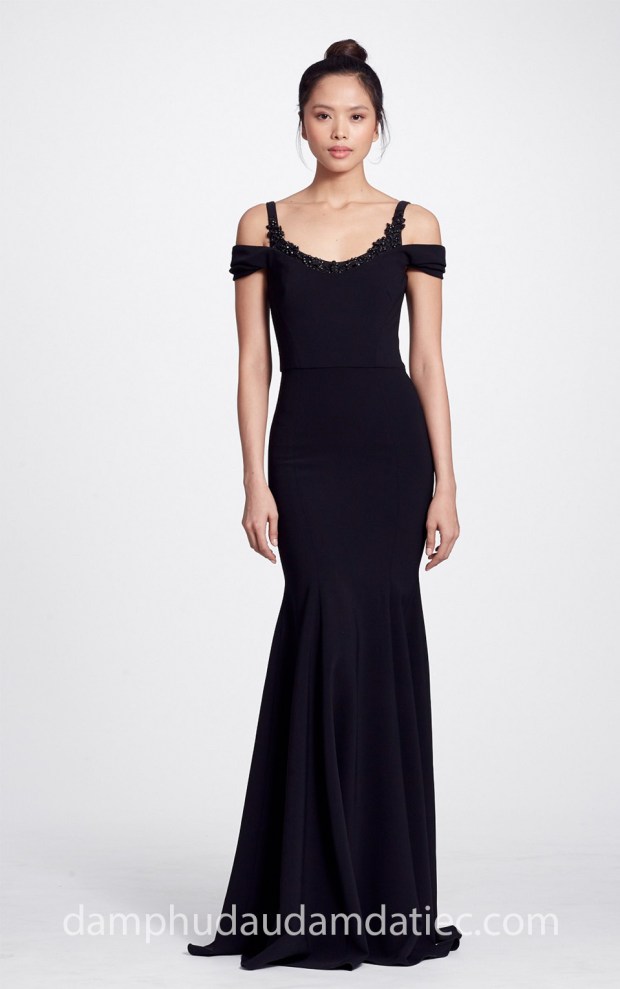 dam da tiec dep Marchesa Notte Fall 2018 N25G0638_BLACK dia chi may dam da tiec dep tp hcm xuong may ao cuoi cao cap meera meera fashion concept