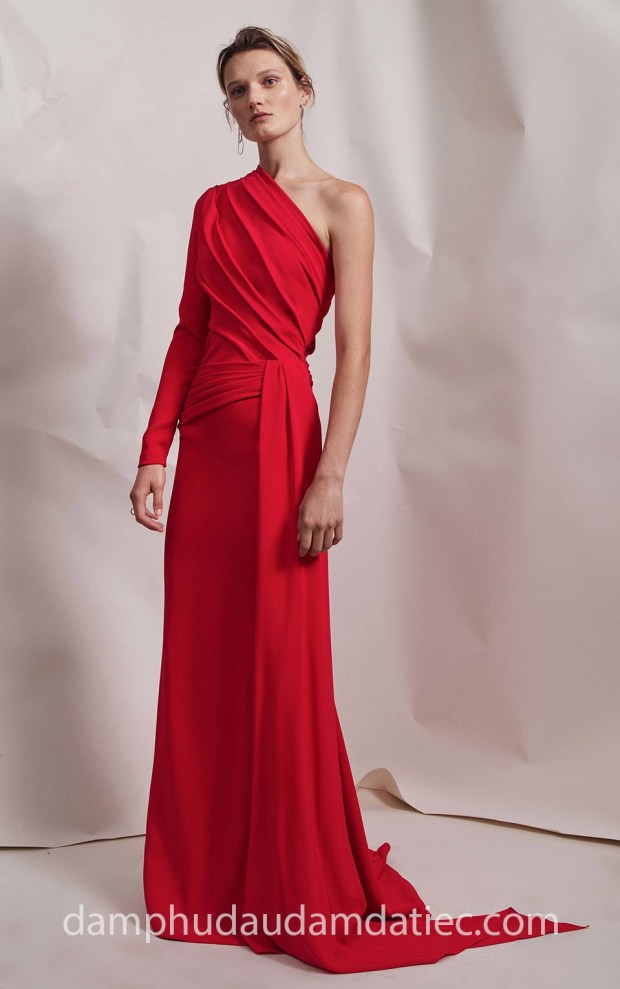 ĐẦM DẠ TIỆC LỆCH VAI TAY DÀI Elizabeth-Kennedy-Spring-2018 NN4805 MAY ĐẦM ĐI CHƠI ĐẸP tp hcm ÁO CƯỚI MEERA MEERA WEDDING DRESSES