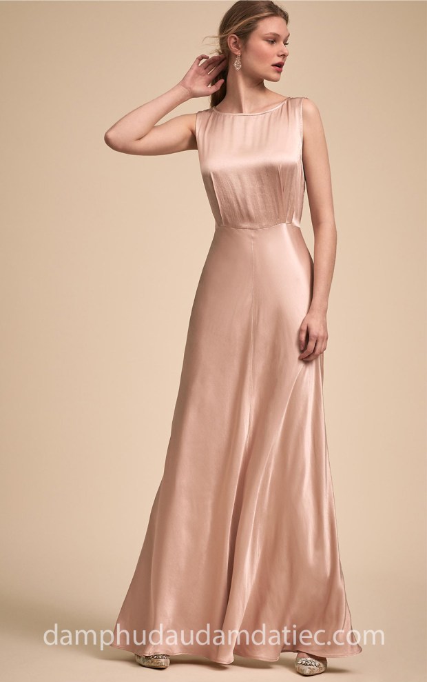 Đầm phụ dâu cổ thuyền đơn giản BHLDN 2018 may đầm phụ dâu đẹp TP HCM xưởng may áo cưới Meera Meera Fashion Concept