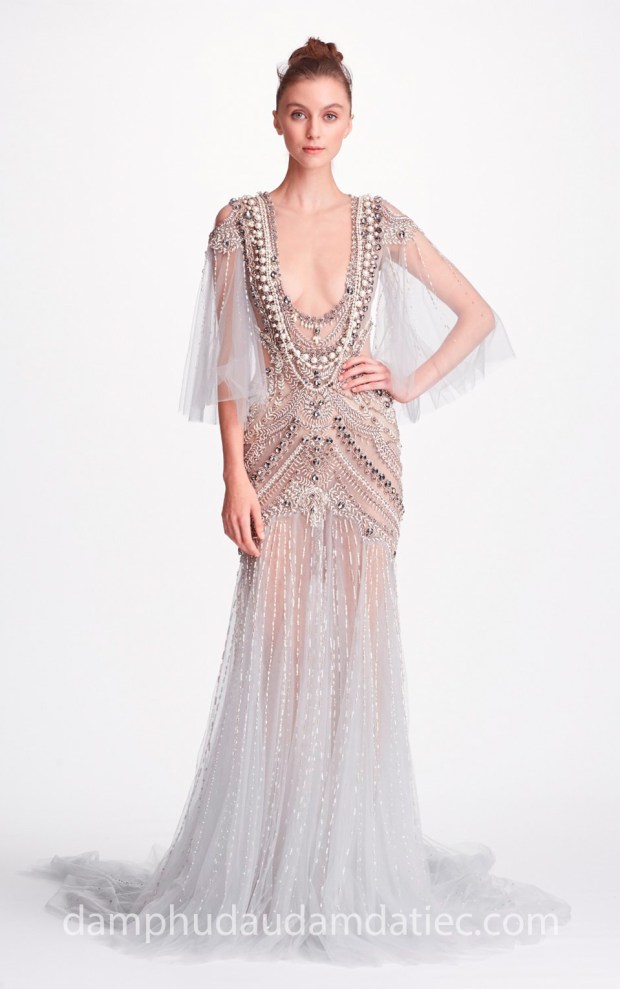 may đầm dạ hội đẹp sài gòn váy đuôi cá xuyên thấu Marchesa 2018 may đầm dạ tiệc đẹp tp hcm xưởng may váy cưới cao cấp Meera Meera Fashion Concept