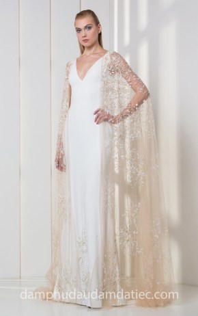 may đầm dạ tiệc đẹp sài gòn đầm cape sang trọng Tony-Ward 2018 may đầm dạ hội tp hcm xưởng áo cưới meera meera fashion concept