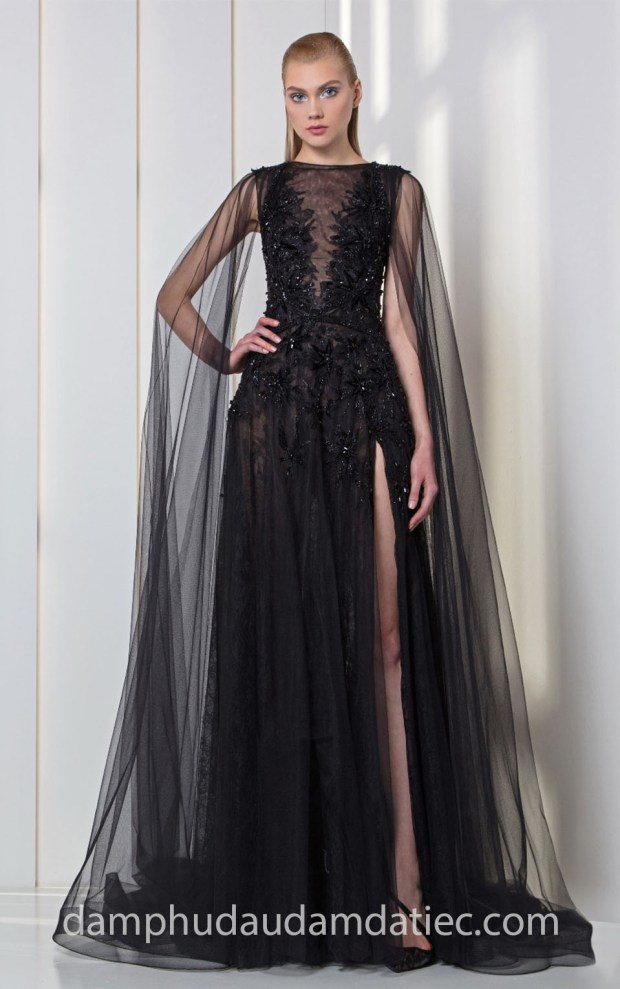 may đầm dạ tiệc đẹp tp hcm đầm xẻ tà đen Tony-Ward-2018 may đầm dạ hội sài gòn áo cưới cao cấp meera meera fashion concept