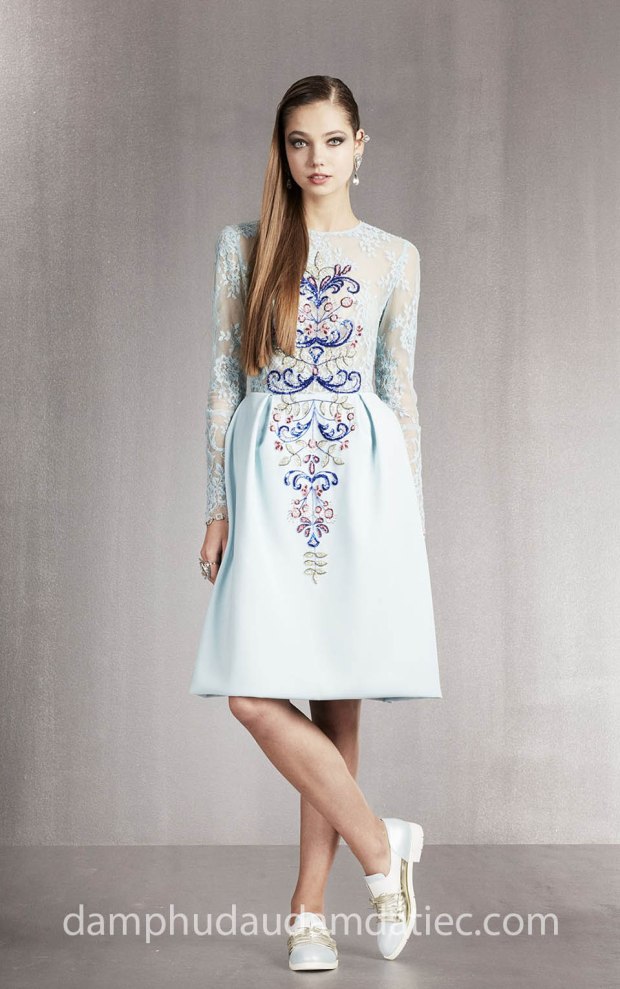 may đầm dạ tiệc đẹp tp hcm sài gòn áo cưới meera meera fashion concept váy tay dài ren GEORGES-HOBEIKA-RTW-SS-18