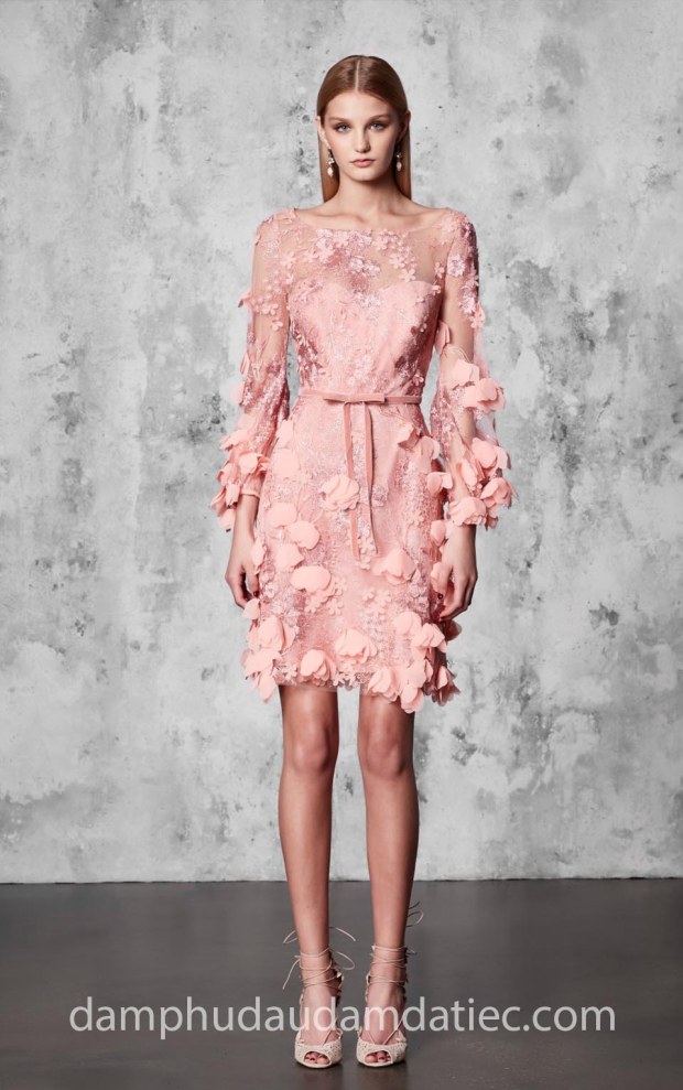 đầm dạ tiệc dạ hội tp hcm sài gòn áo cưới meera meera đầm ngắn tay dài Marchesa Notte Resort 2018 LOOK_14
