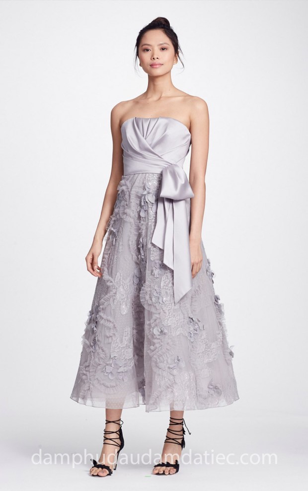 may đầm dạ hội đẹp tp hcm sài gòn áo cưới meera meera đầm cúp ngực Marchesa Notte Fall 2018 N25G0641_SILVER