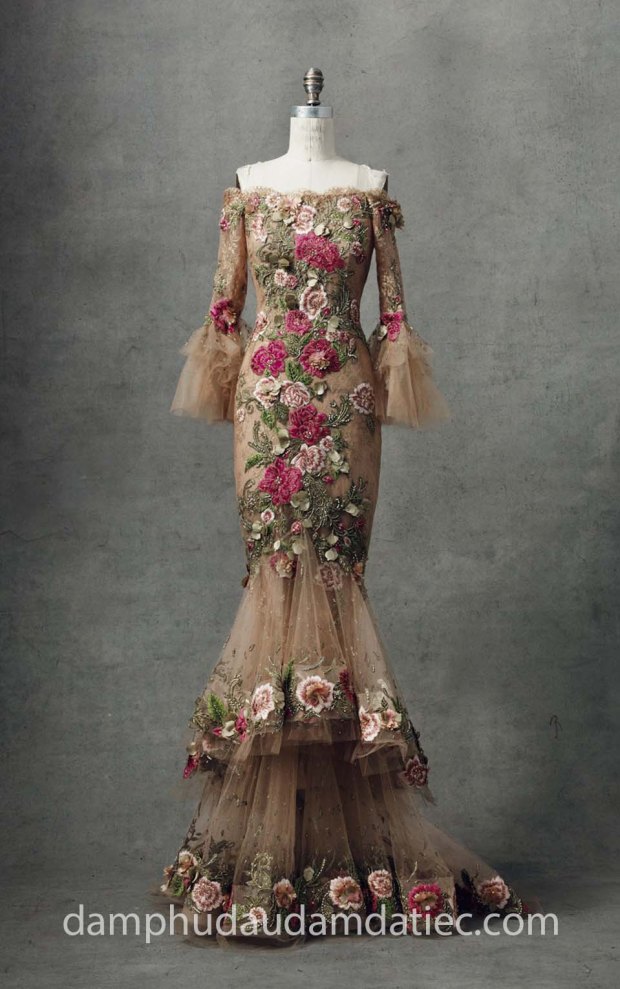 xưởng may đầm dạ hội đẹp tp hcm sài gòn meera meera fashion concept đầm đuôi cá MARCHESA Fall 2018-Look 11