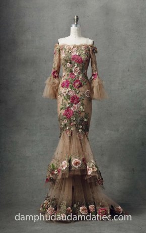 dam da hoi dep an tuong long lay MARCHESA Fall 2018-Look 11 may vay cuoi dep tp hcm sai gon meera meera fashion concept