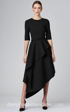 xuong may dam da tiec cao cap tp hcm sai gon ao cuoi meera meera bridal Oscar DRAPED STRETCH-WOOL DRESS 2390