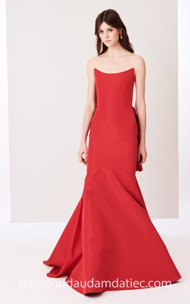 dam da tiec cup nguc dep oscar de la renta 2018 scarlet bow may ao cuoi dep sai gon meera meera fashion concept