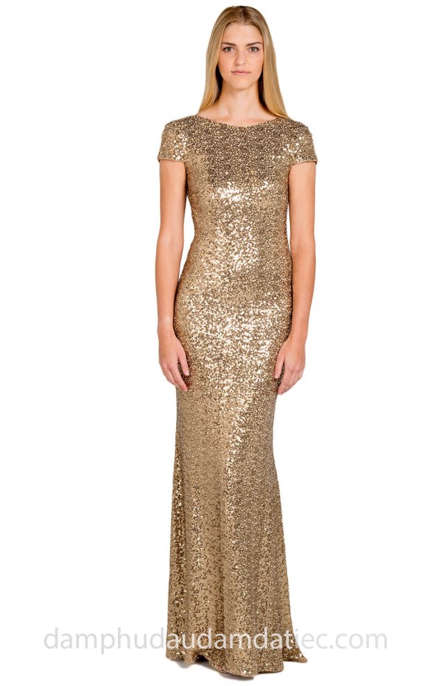 ao cuoi meera meera 2019 dam da tiec sequin Badgley Mischka Cowl Back