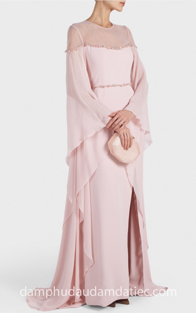 Đầm dạ tiệc cape đính đá