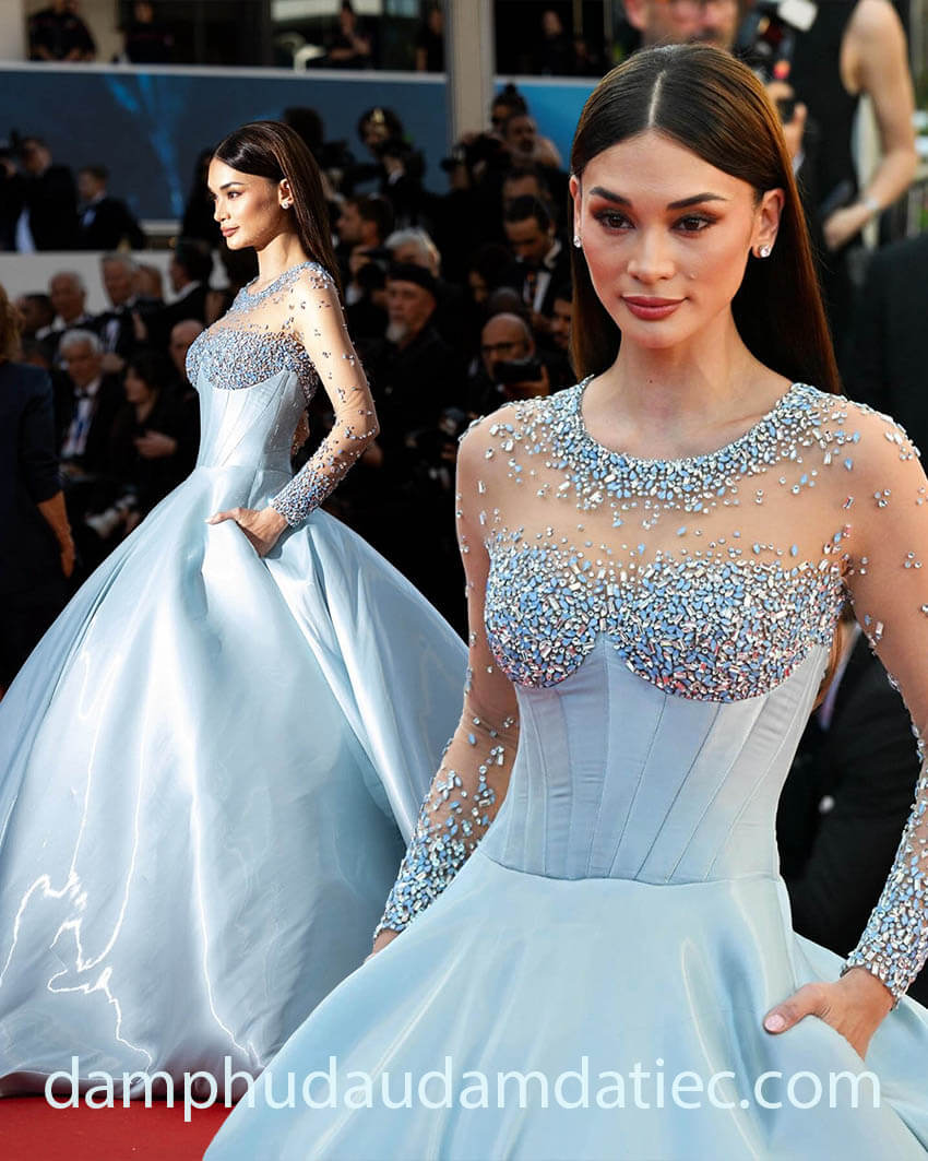 luxurious crystal applique winter ball gown