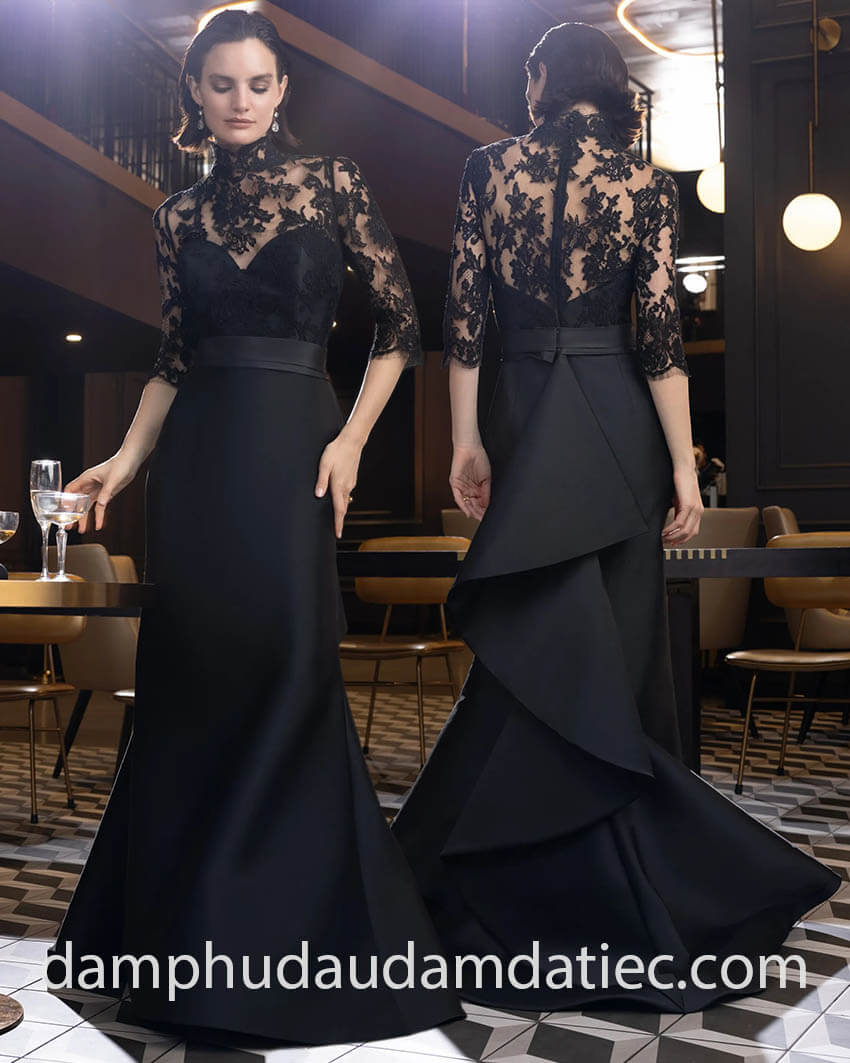 high neck winter evening dress