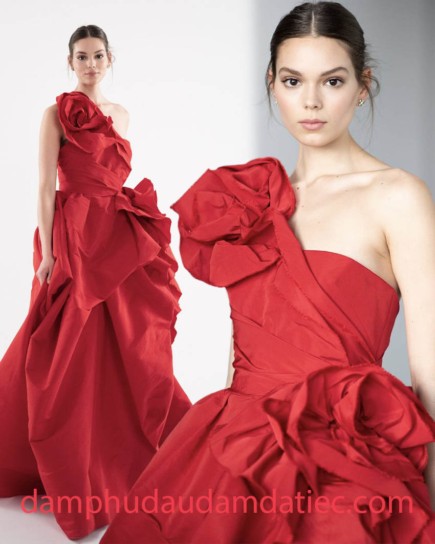 showstopping draped winter evening gown