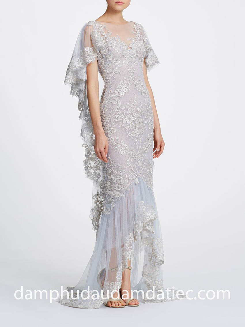 lace cape sleeve dress design