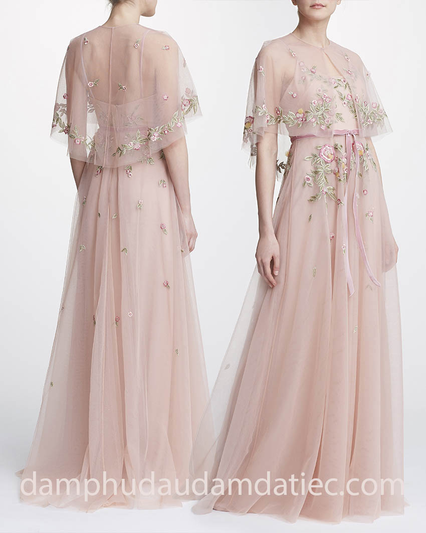 floral lace capelet dress